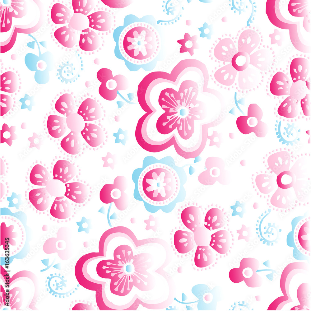 Seamless flower pattern with Color background Seamless flower pattern with Color background