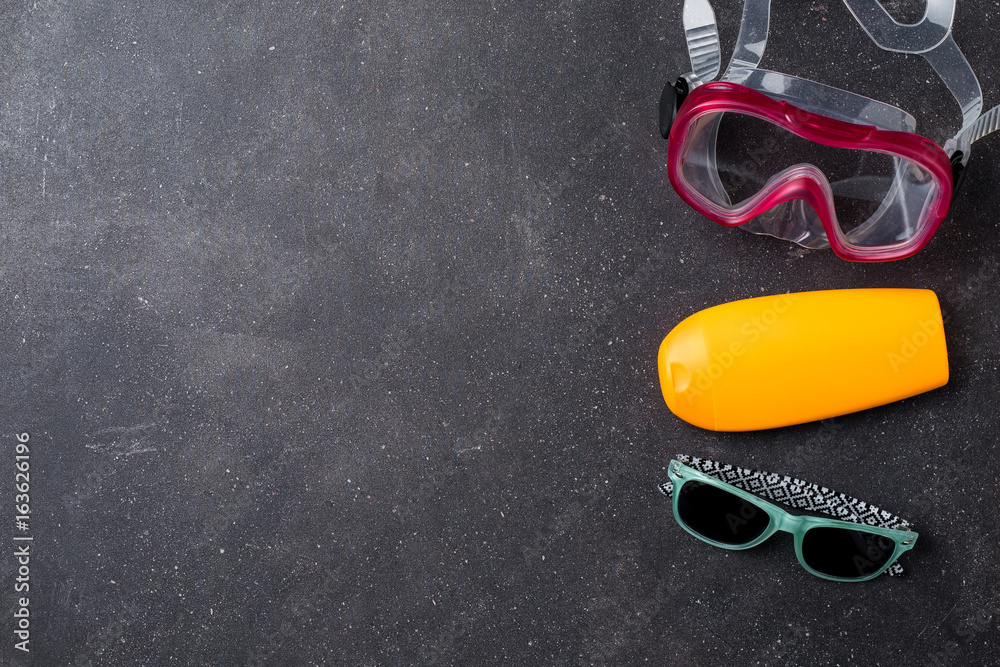 Beach accessories. Top view