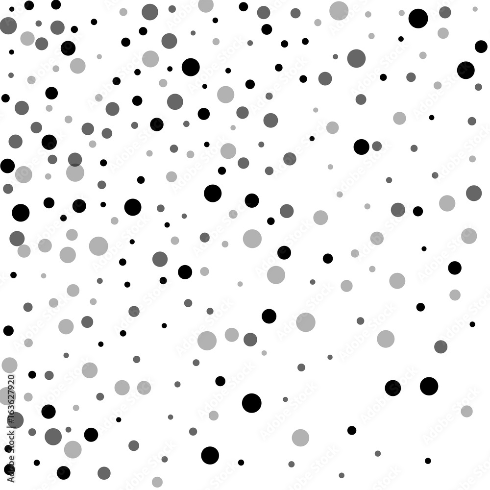Random black dots. Abstract scatter with random black dots on white background. Vector illustration.