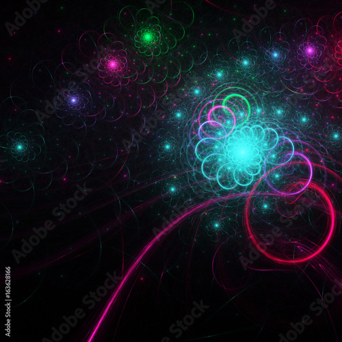 Dark colorful fractal spiral, digital artwork for creative graphic design