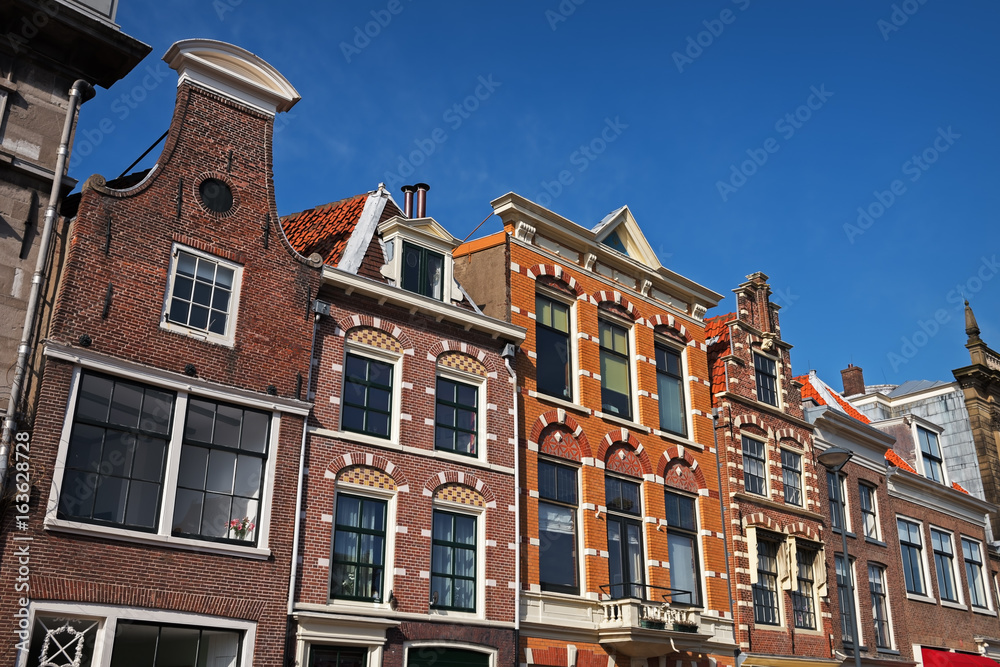 Historic Dutch houses in the center of Haarlem, The Netherlands