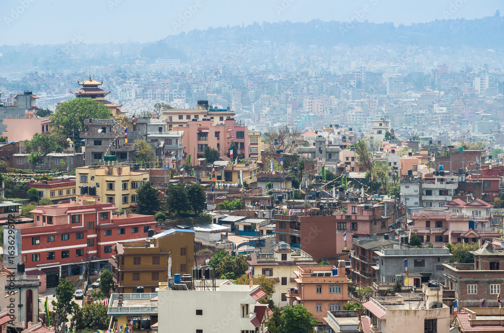 Kathmandu city the capital city of Nepal, view from Kathmandu valley.