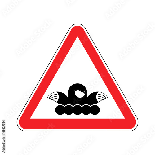 Attention mole. Warning shrew. Red prohibitory sign. Pest Farm