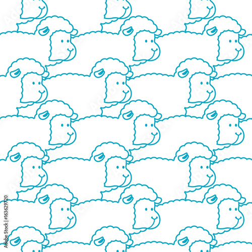 Sheep pattern. ewe ornament. Flock of sheeps. Farm animal background. Texture for baby cloth