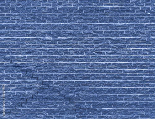 blue brick wall background image with old texture and cracks