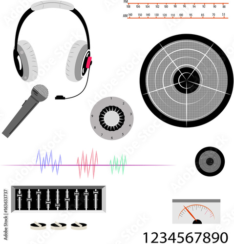 Radio Design Equipment for designer. vector art and illustration.
