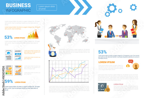 Business Infographics Set Copy Space For Presentation Data Market Report Analysis Concept Flat Vector Illustration