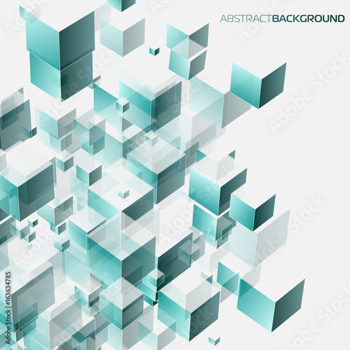 Vector abstract background 3d cubes of different size in perspective for your design, business style, logo, print or internet.