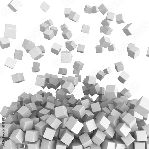 Falling whiter cubes abstract background