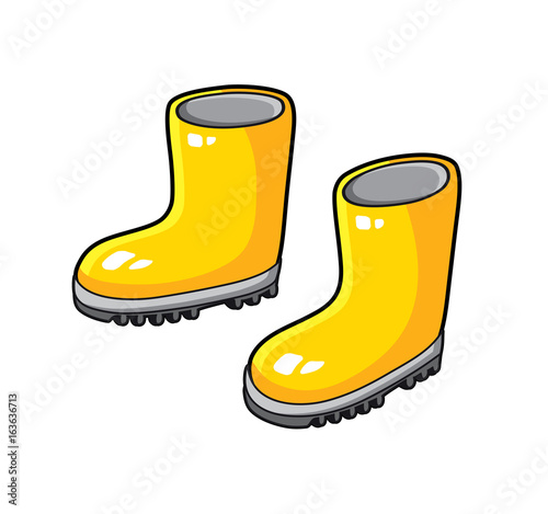 Yellow wellies gum boots isolated.
