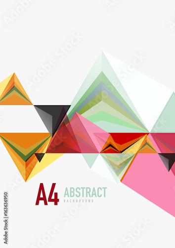 Triangular low poly vector a4 size geometric abstract template