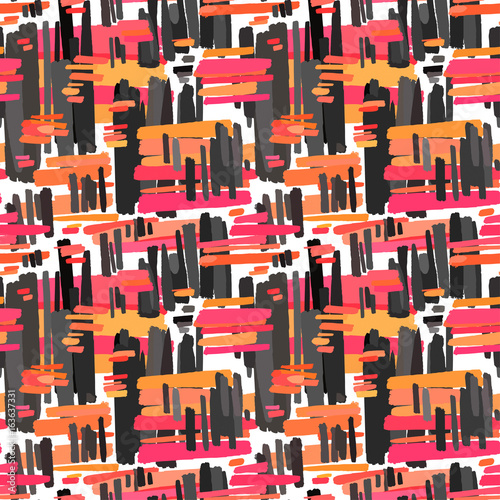 Seamless textile  pattern print .Fashion trendy expressive hand drawn ink strokes