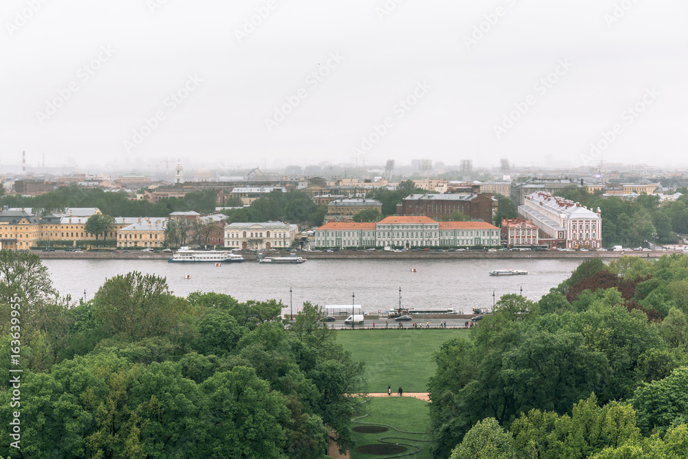 View from the colonnade of St.Isaac's Cathedral - largest Russian Orthodox cathedral or sobor
