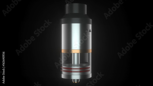 Rebuildable dripping atomizer for vape clouds. 3d render