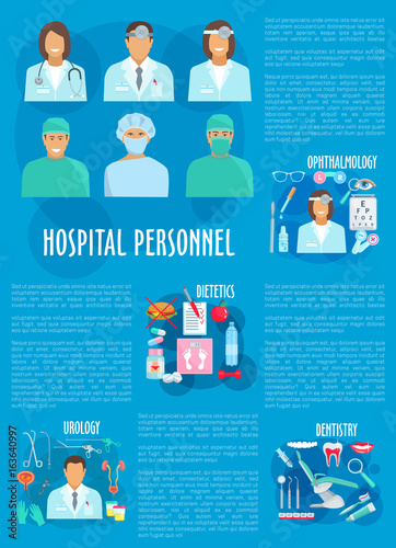 Medical personnel and hospital doctor poster