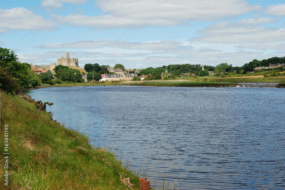 Warkworth Castle and Wark on river Aln
