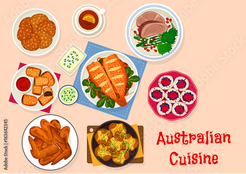 Australian cuisine traditional food icon design