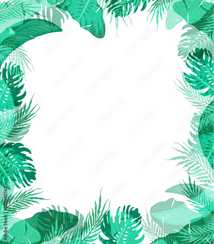 Cute frame with summer tropical leaves Cute frame with summer tropical leaves