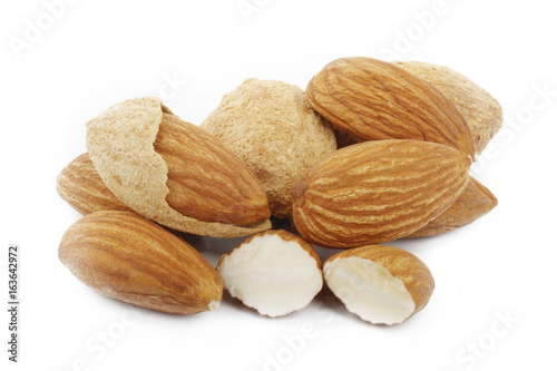 heap of almonds isolated