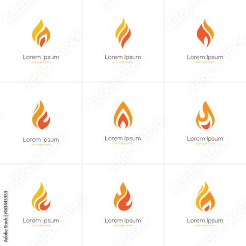 Fotografia Flame logo set.