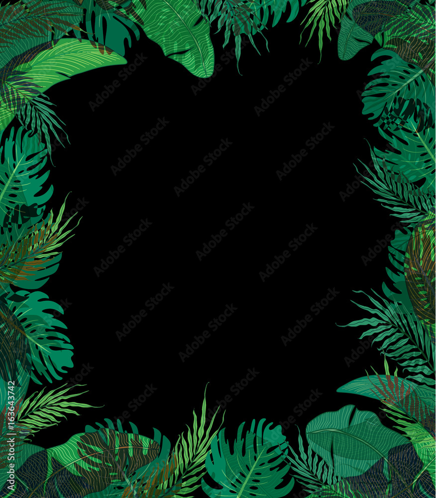 Cute frame with summer tropical leaves Cute frame with summer tropical leaves