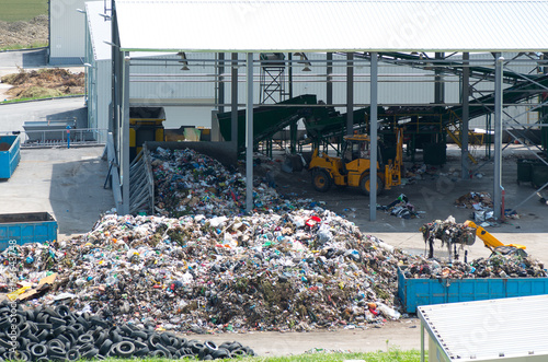 Urban landfill. Waste treatment plant depot.