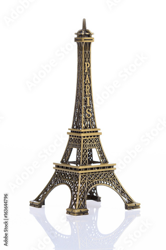 Eiffel tower isolated on white background, clipping path included