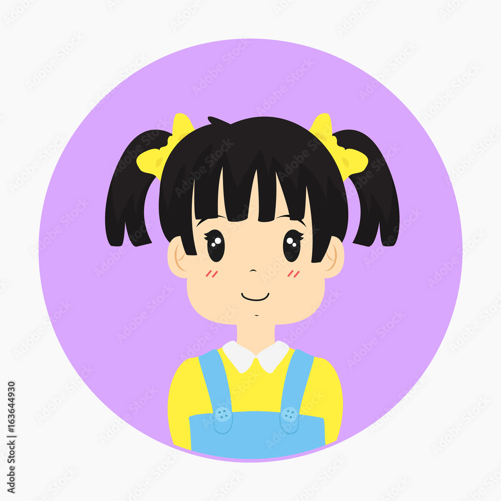 half body little girl, with circle background vector illustration half body little girl, with circle background vector illustration