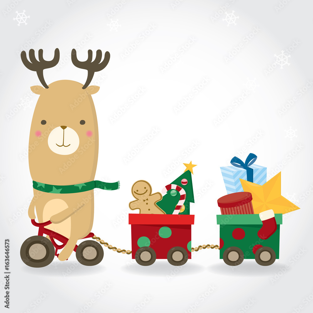 Naklejka premium Christmas illustration with cute elements on white background.