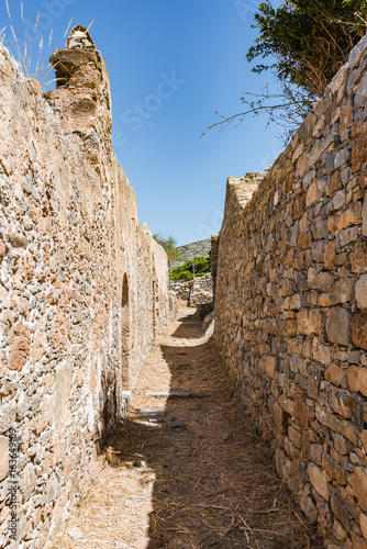 Narrow passage at Spinalonga fortress later a leper colony. photo