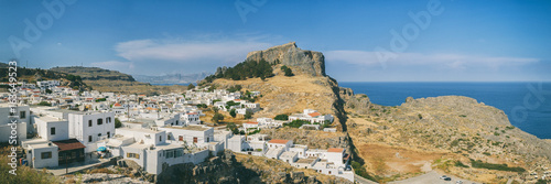 Panoramic view of the ancient city of Lindos on the Island of Rhodes in Greece. © Andras