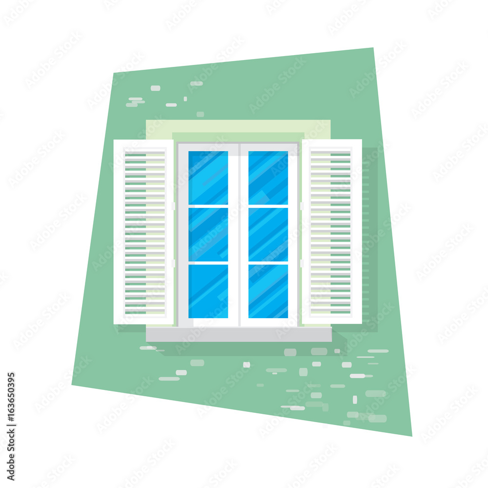 Elements of architecture - window. Flat style. For interior and exterior use. Curtain.Flower. Vector Elements of architecture - window. Flat style. For interior and exterior use. Curtain.Flower. Vector