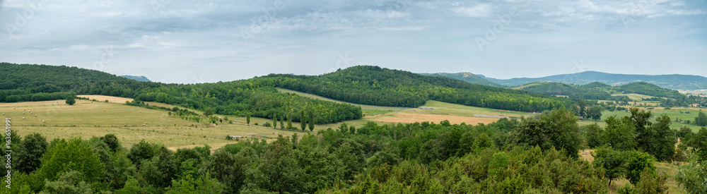 Panoramic view of the 'Káli-medence' part of the Balaton-felvidéki National Park. Western Hungary, Europe