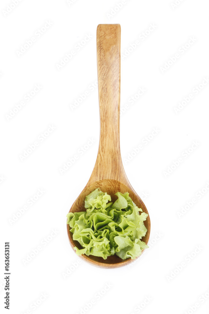 salad in wooden spoon isolated salad in wooden spoon isolated