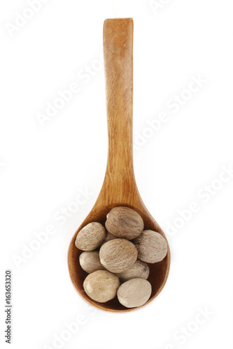 almegs in wooden spoon isolated
