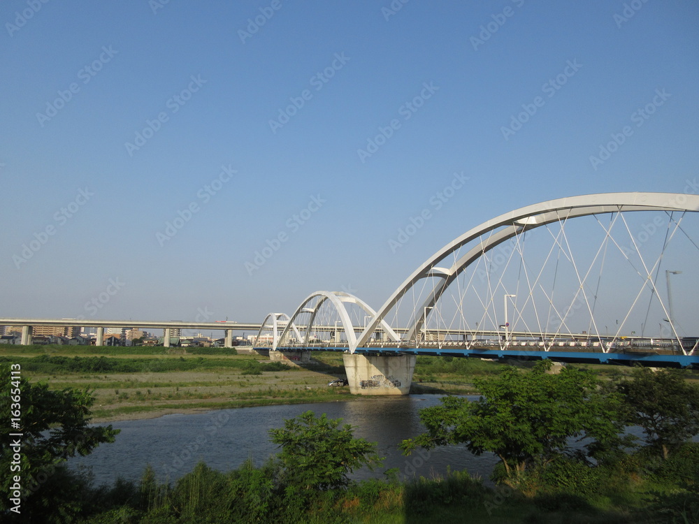 Arch bridge at Sagami river, Japan