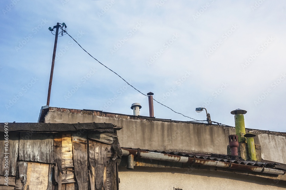 rooftops of poor sheds and buildings in slums rooftops of poor sheds and buildings in slums