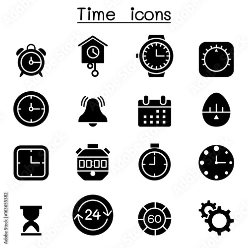 Time & clock icon set Vector illustration Graphic Design