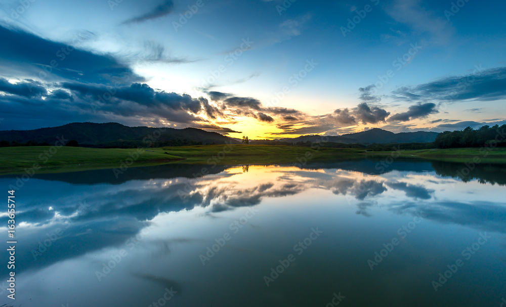 Reflection of beautiful sky in the lake Reflection of beautiful sky in the lake