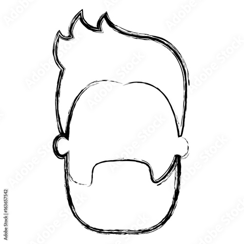 young man head avatar character vector illustration design