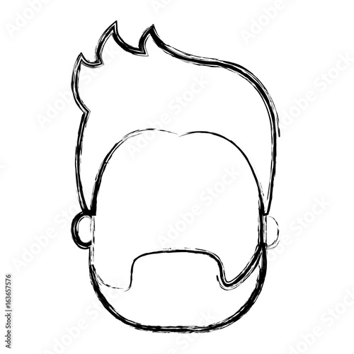 young man head avatar character vector illustration design