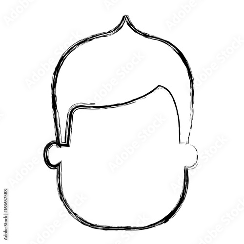 young man head avatar character vector illustration design