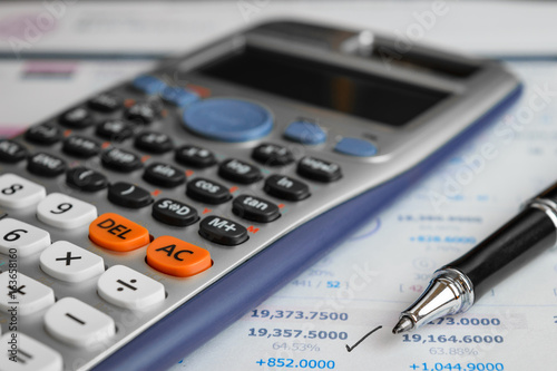 close up advance calculator for engineer or business on the finance/math paper.