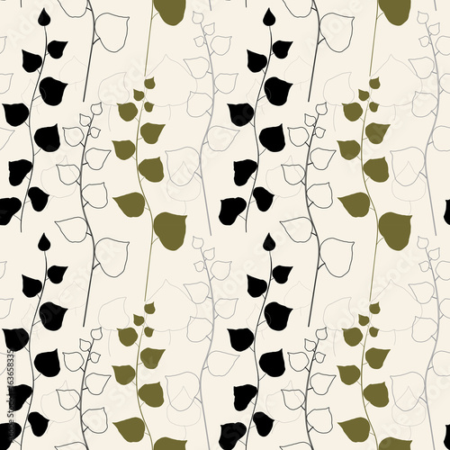 Vector floral seamless pattern with  ivy twigs.
