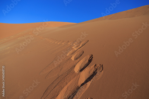 Footprints at Dune 45 at Sossusvlei, Namib Naukluft National Park, Namibia