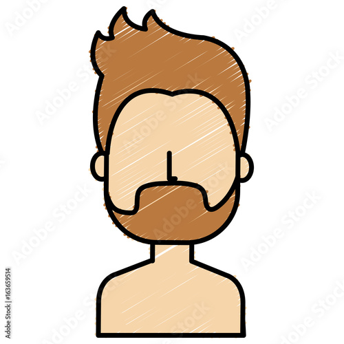 young man shirtless avatar character vector illustration design