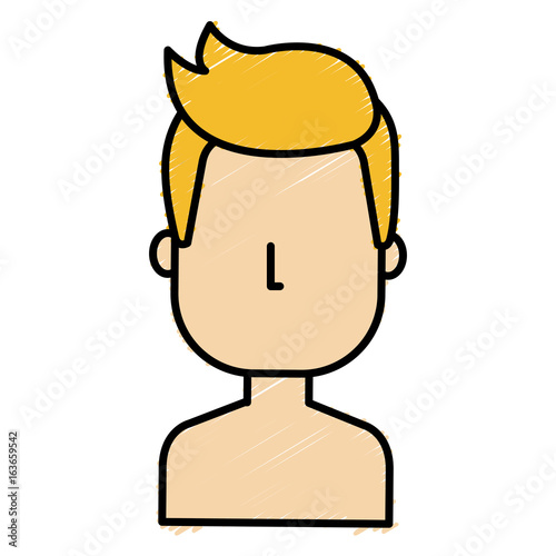 young man shirtless avatar character vector illustration design