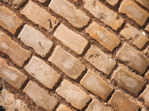 Close up of pattern of cobblestone pavement