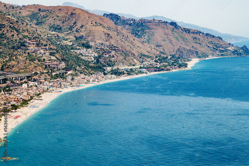 Letojanni resort town of coast of Ionian Sea