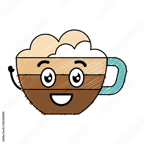 coffee cup kawaii character vector illustration design